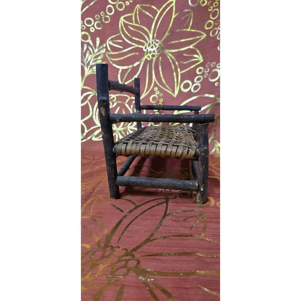 Twig Bench Settee Rustic Adirondack Primitive  Doll Camp Furniture Folkart